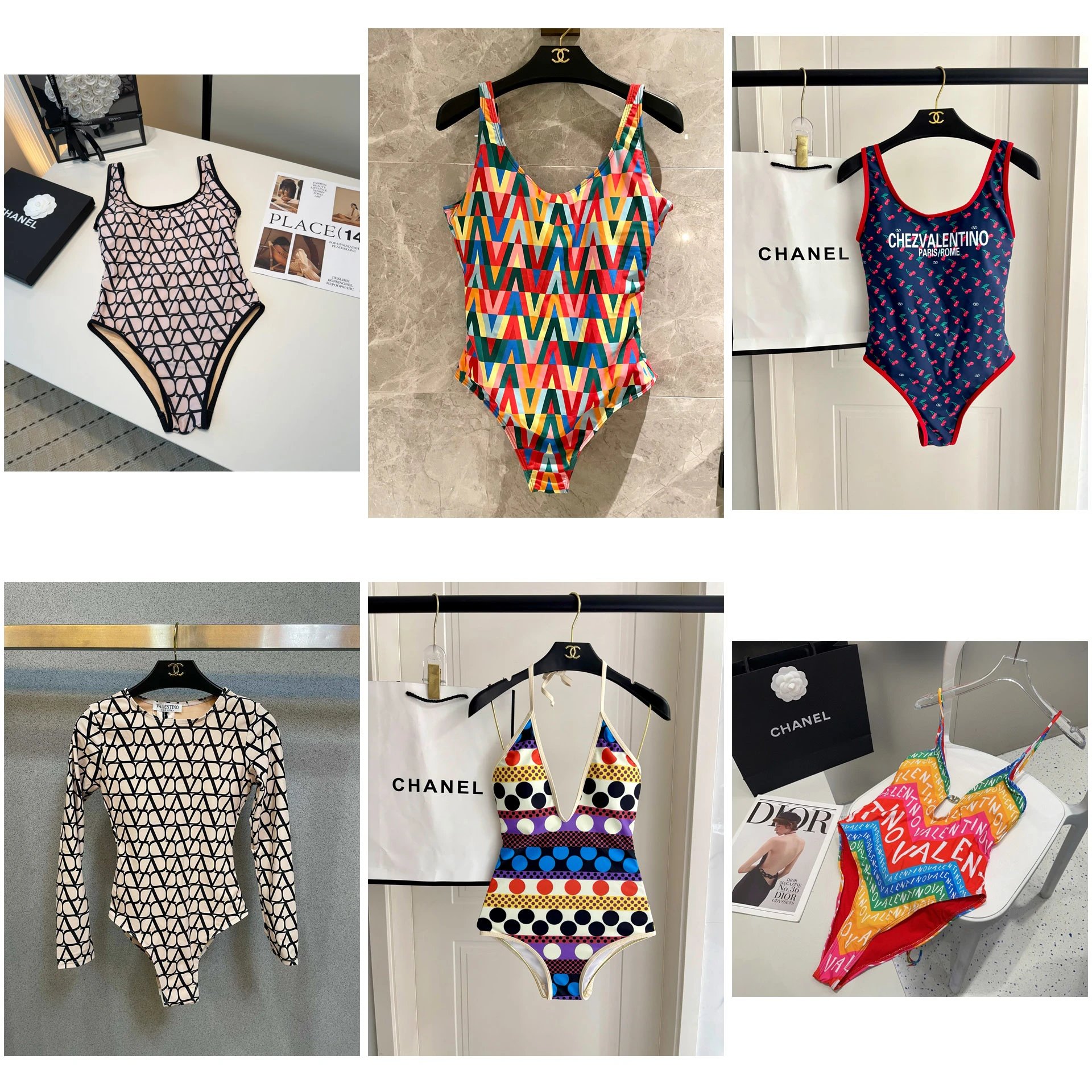 Valentino Garavani VLTN Geometric & Printed Swimsuits/Bodysuits [6 styles], listing image